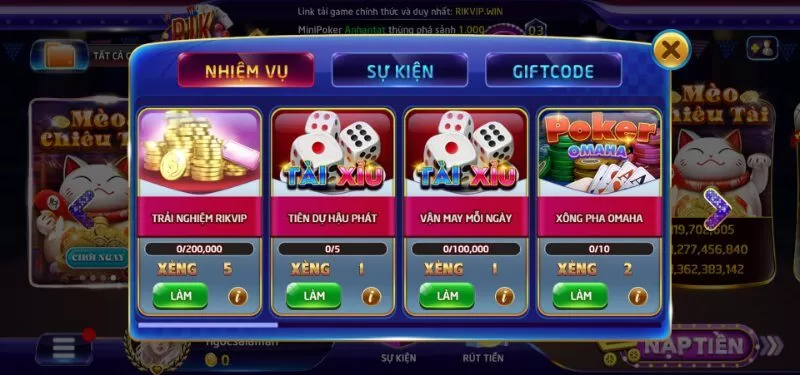 Trải nghiệm Rikvip nạp 200K hội viên được tặng thưởng 5 xèng Trải nghiệm Rikvip nạp 200K hội viên được tặng thưởng 5 xèng